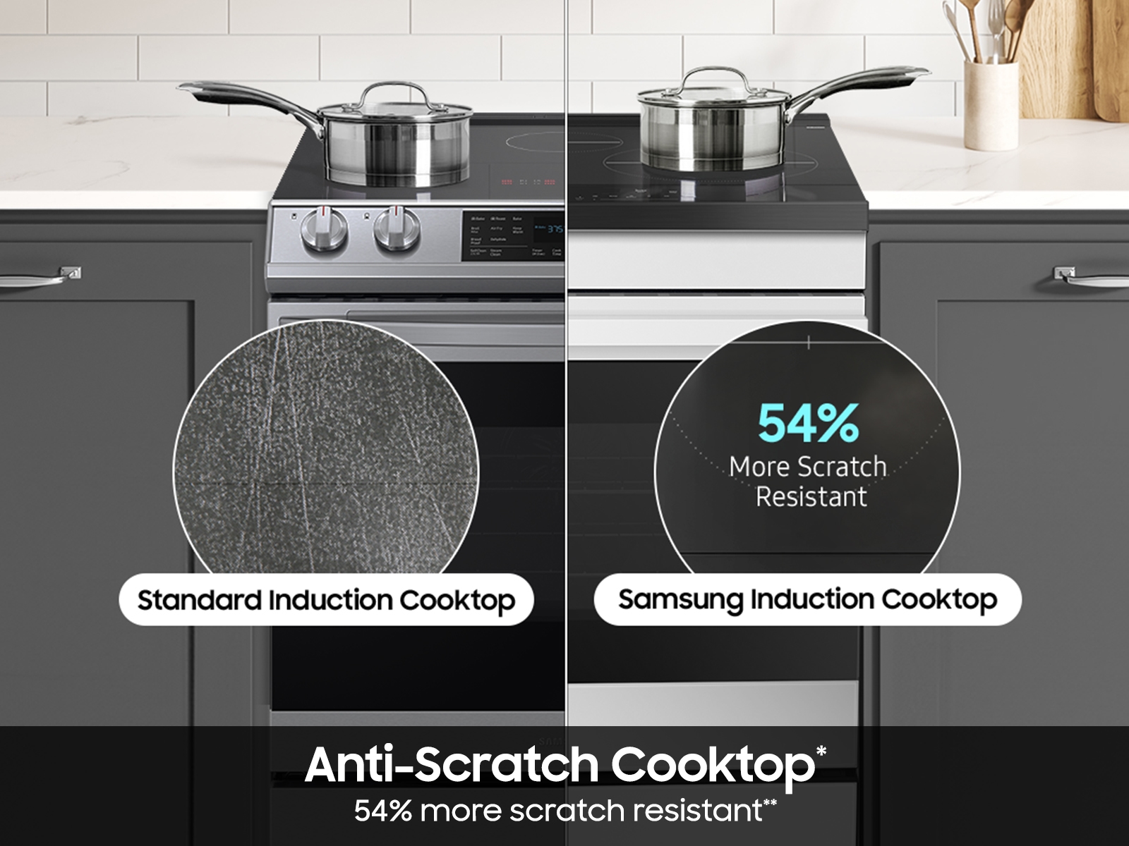 Thumbnail image of Bespoke 6.3 cu. ft. Smart Slide-In Induction Range with Anti-Scratch Glass Cooktop & Air Fry in White Glass