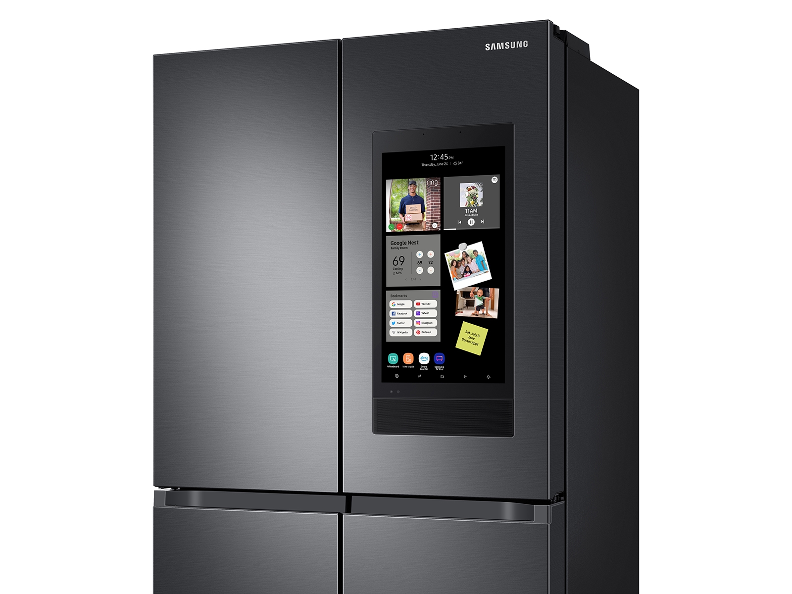 Thumbnail image of 23 cu. ft. Smart Counter Depth 4-Door Flex™ refrigerator with Family Hub™ and Beverage Center in Black Stainless Steel