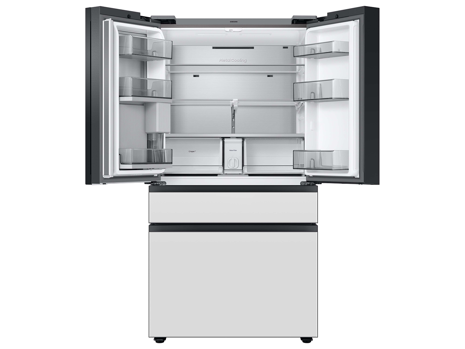 Thumbnail image of Bespoke 4-Door French Door Refrigerator (29 cu. ft.) with Family Hub™ in White Glass