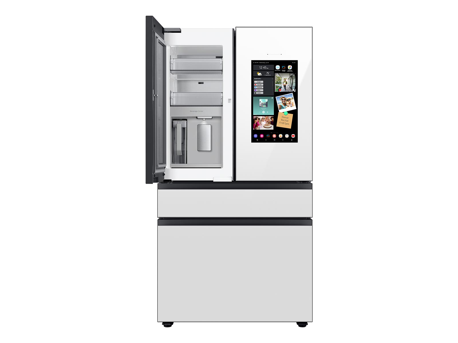 Thumbnail image of Bespoke 4-Door French Door Refrigerator (29 cu. ft.) with Family Hub™ in White Glass