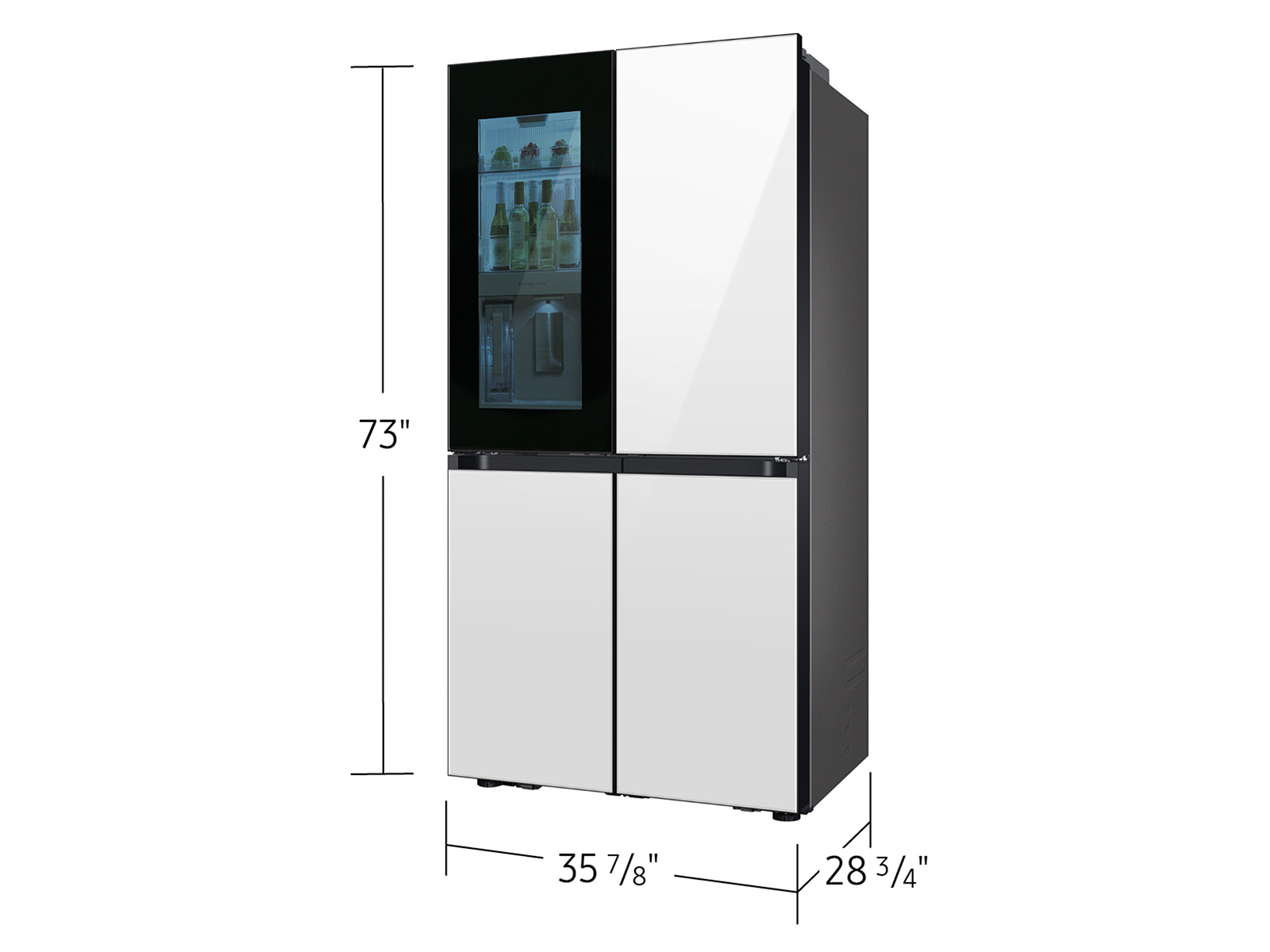 Thumbnail image of Bespoke 4-Door Flex™ Refrigerator (29 cu. ft.) with Beverage Zone™ and Auto Open Door in White Glass