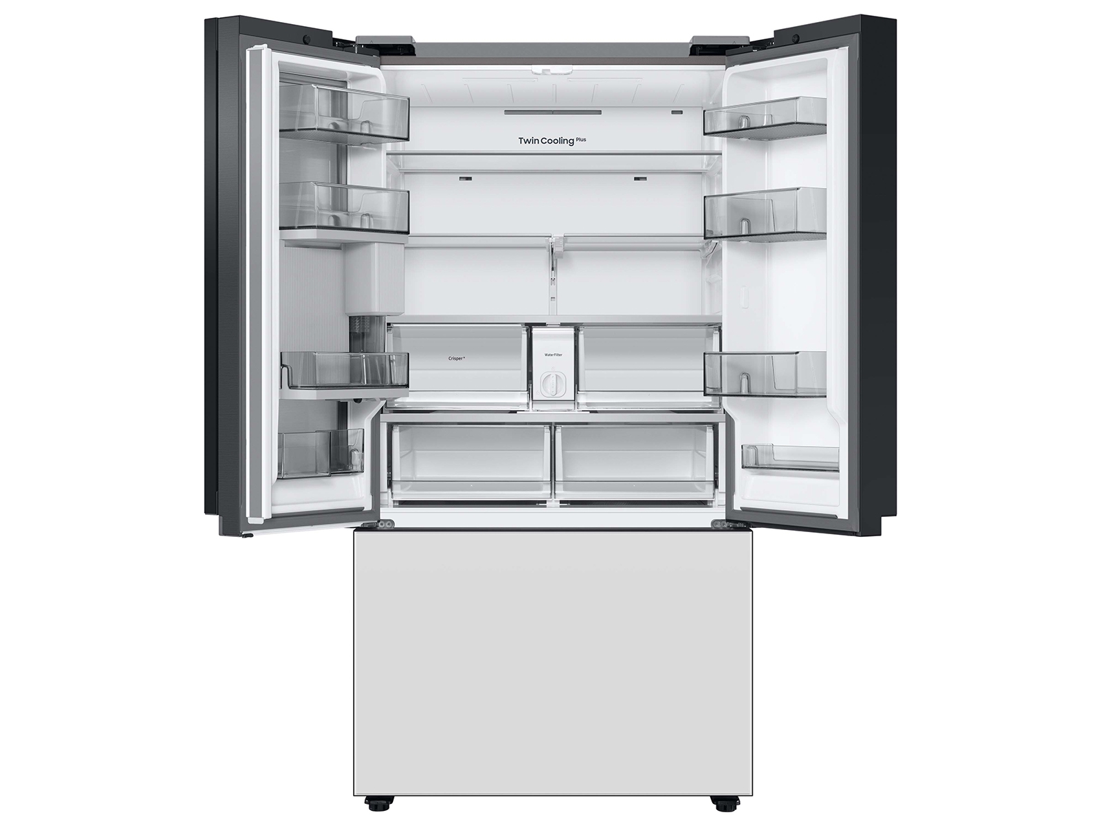Thumbnail image of Bespoke 3-Door French Door Refrigerator (30 cu. ft.) with Beverage Center™ in White Glass