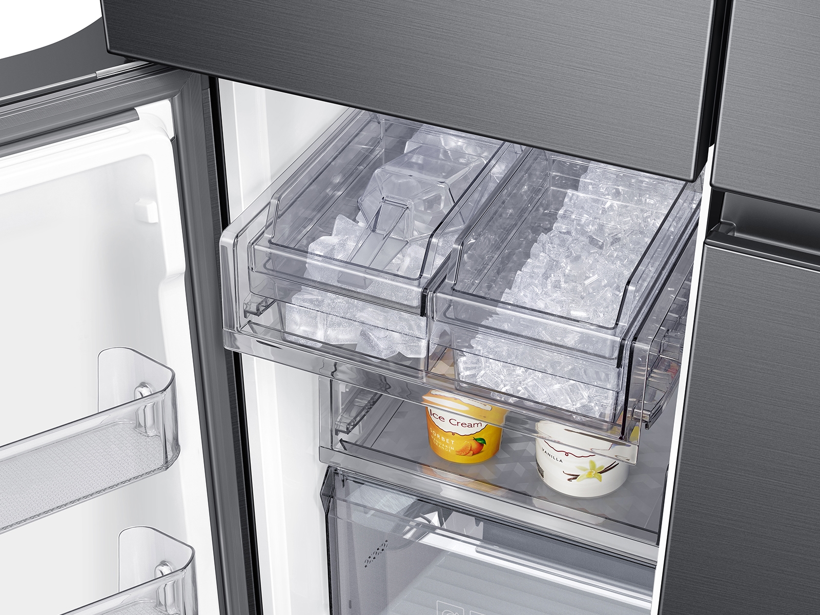 Thumbnail image of 29 cu. ft. Smart 4-Door Flex™ Refrigerator with AutoFill Water Pitcher and Dual Ice Maker in Black Stainless Steel