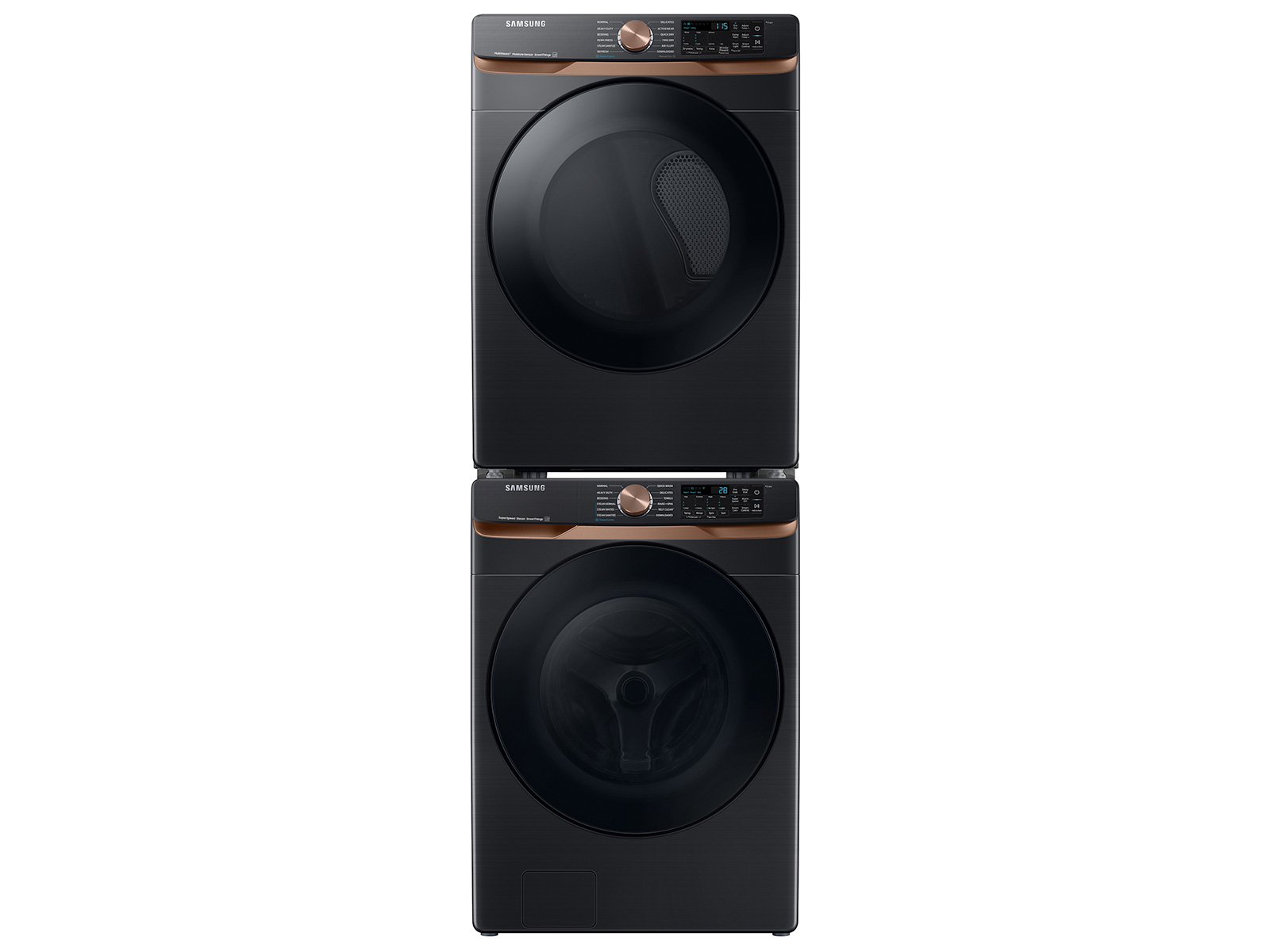 Thumbnail image of Extra Large Capacity Smart Front Load Washer and Electric Dryer Set with Super Speed Wash, Steam Sanitize+, and Sensor Dry in Brushed Black